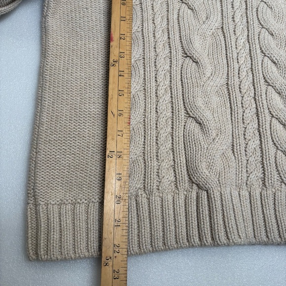 L.L. Bean Cream Cable Knit Crew Neck Sweater - Picture 6 of 11